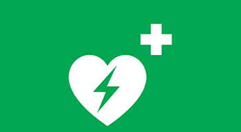 zielone tło na którym jest białe serce i krzyż