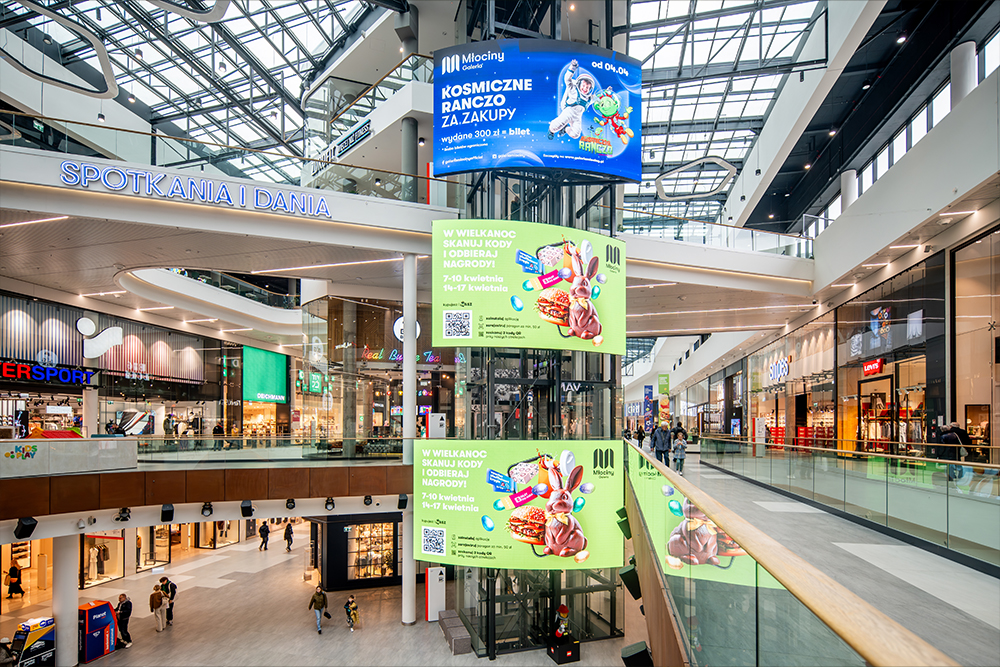 Ekrany multimedialne LED w galerii młociny