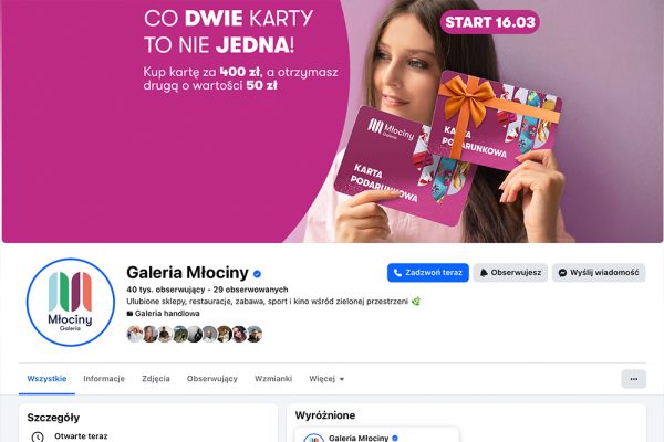 zdjęcie fanpage'a galerii młociny