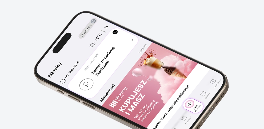 telefon z włączoną aplikacją galerii młociny