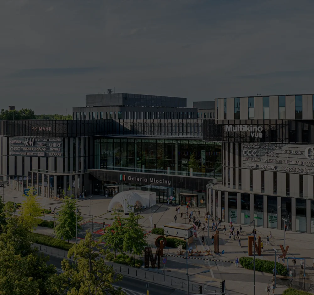 widok z lotu ptaka na galerię młociny