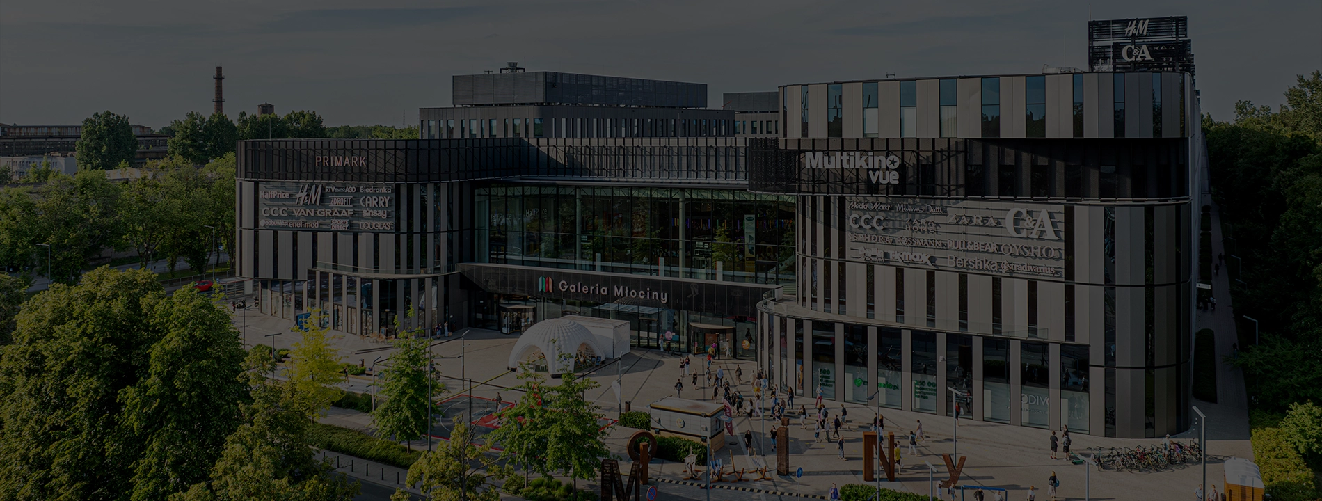 widok z lotu ptaka na galerię młociny