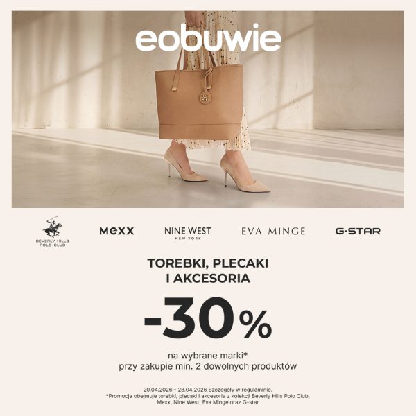 Baner promujący zniżkę -30% na akcesoria marek Mexx, Eva Minge i Nine West w sklepie stacjonarnym eobuwie.pl.