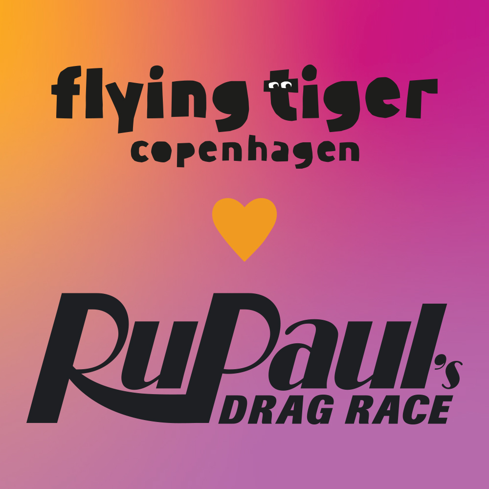 Grafika informująca o limitowanej kolekcji RuPaul's Drag Race w sklepie Flying Tiger.