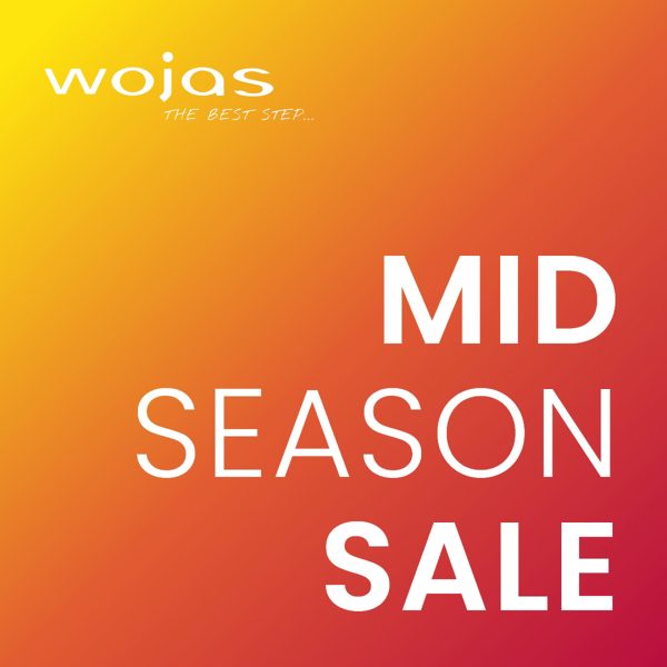 Grafika promocyjna Wielkiej Akcji Rabatowej Mid Season Sale w salonie Wojas.