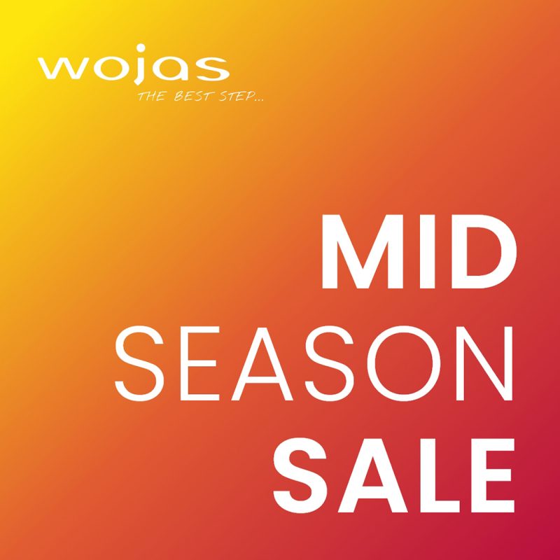 Grafika promocyjna Wielkiej Akcji Rabatowej Mid Season Sale w salonie Wojas.