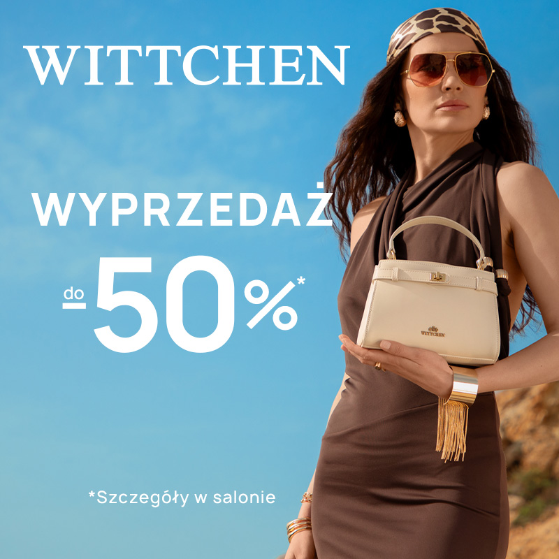 Grafika promocyjna marki Wittchen, informująca o wyprzedaży do -50%.