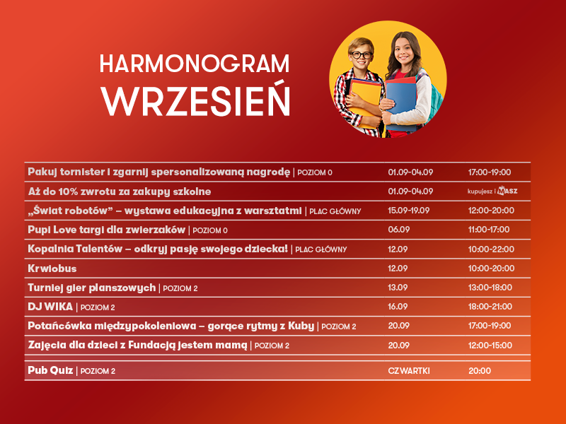 Galeria Młociny harmonogram wydarzeń wrzesień atrakcje dla dzieci Warszawa Bielany część 1